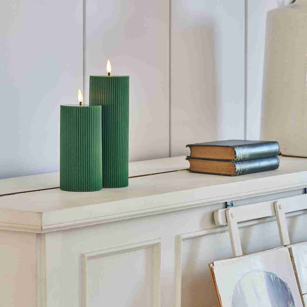 LED Ribbed Pillar Candles - Set of 2 - sparkle.lighting