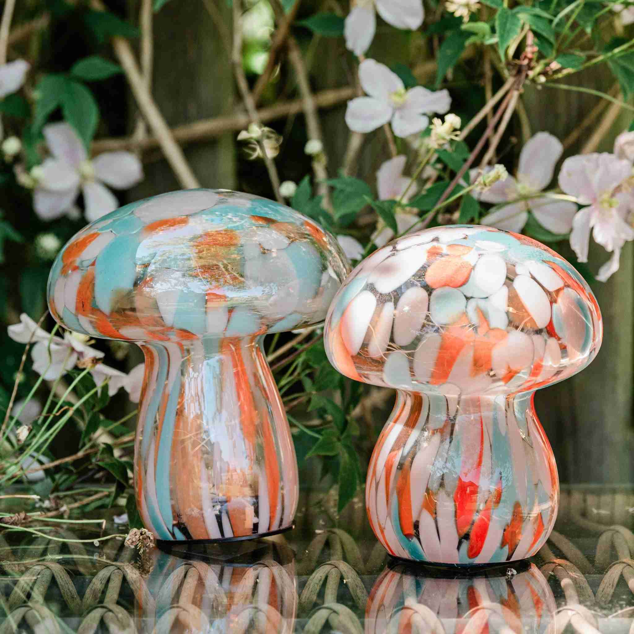 Orange & Mint Mushroom Lamps - sparkle.lighting