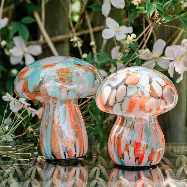 Orange & Mint Mushroom Lamps - sparkle.lighting