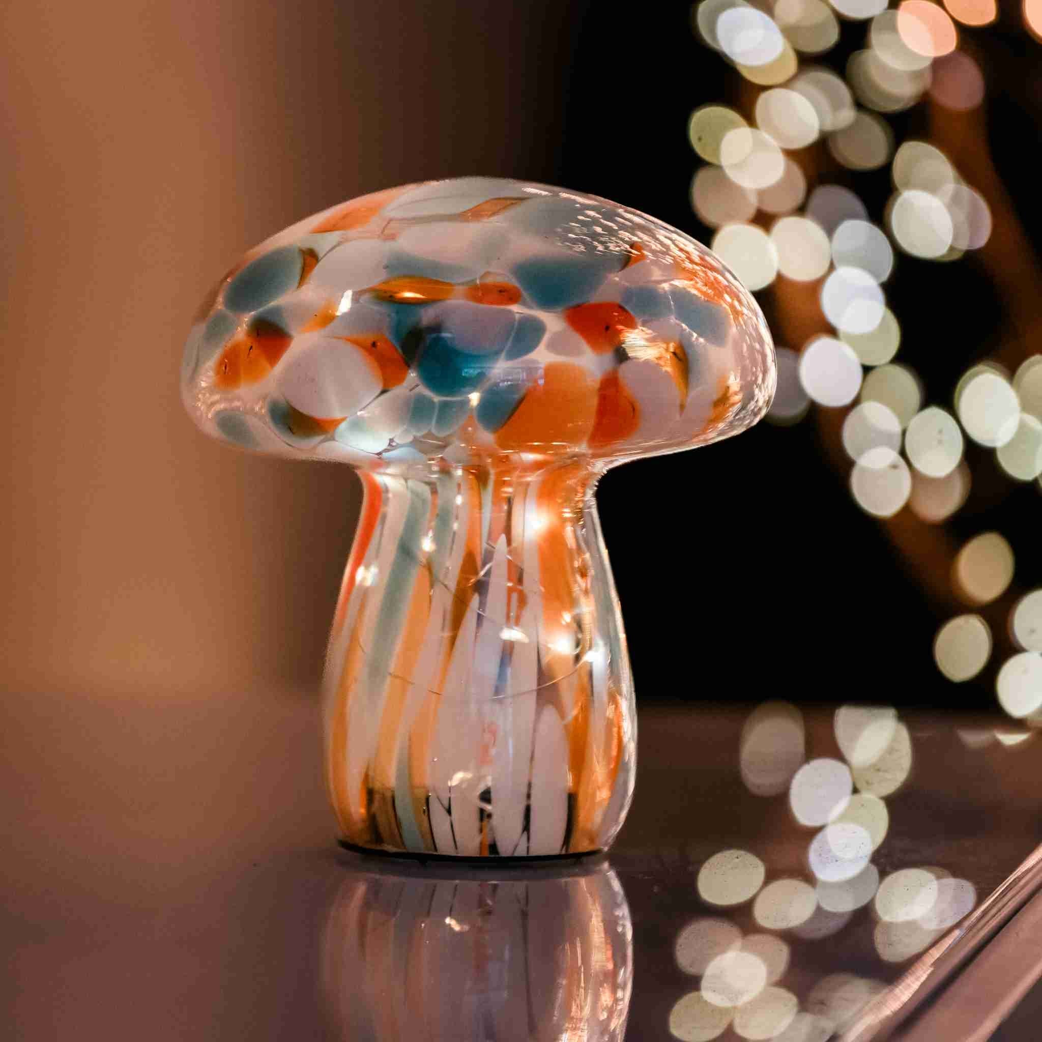 Orange & Mint Mushroom Lamps - sparkle.lighting