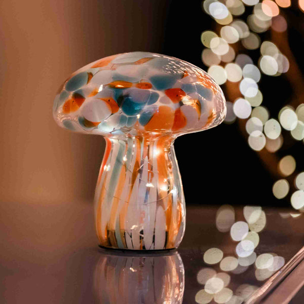 Orange & Mint Mushroom Lamps - sparkle.lighting