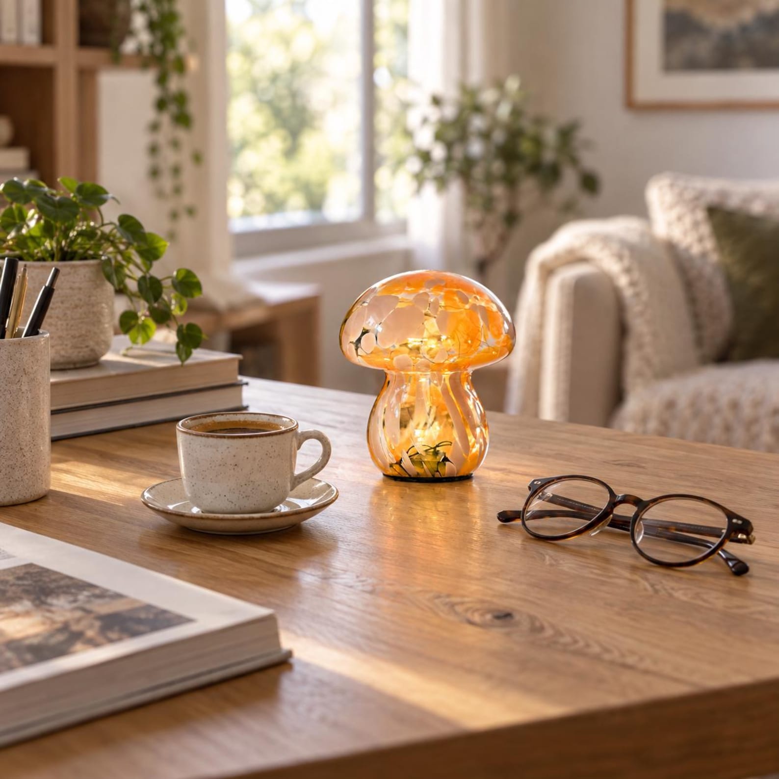 Orange & Pink Mushroom Lamps - sparkle.lighting