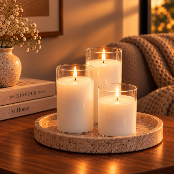 Trio of Glass Candles - sparkle.lighting