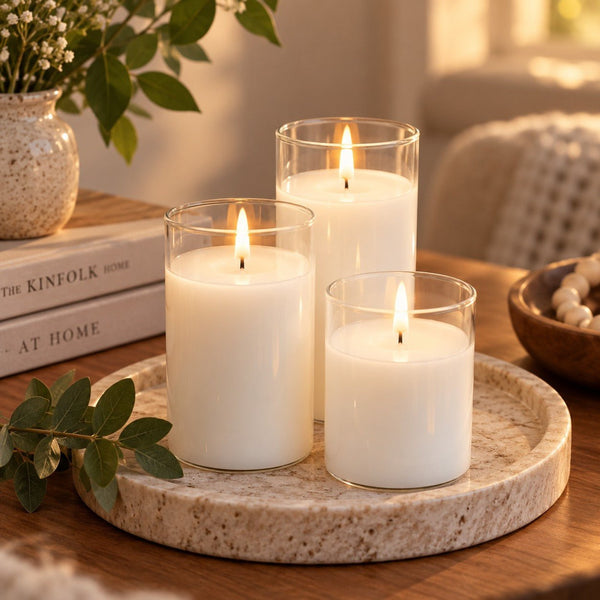 Trio of Glass Candles - sparkle.lighting