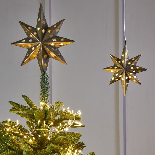 Golden Metal Star String LED Lights with Timer