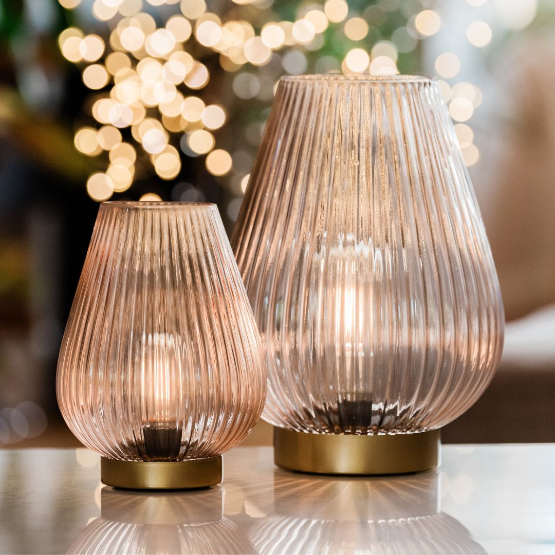 Round Ribbed Table Lamp Stylish Restaurant Table Lamps & Lighting