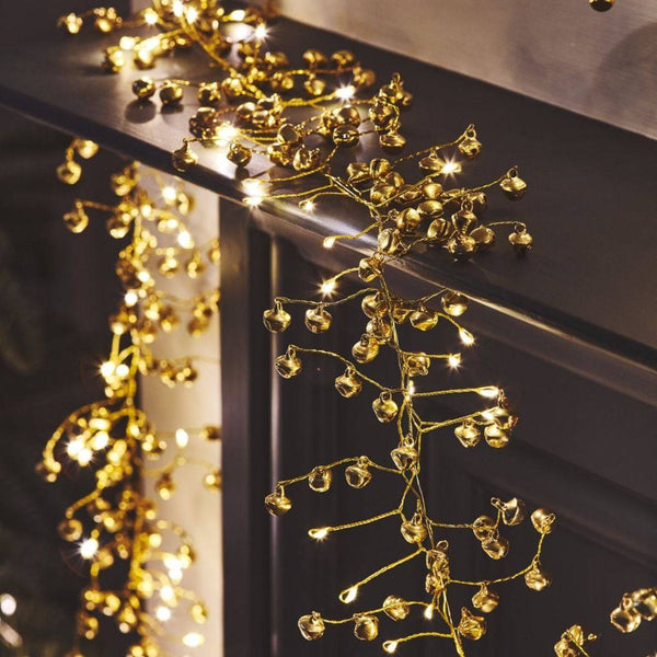 Gold Bell Fairy Lights Garland - sparkle.lighting
