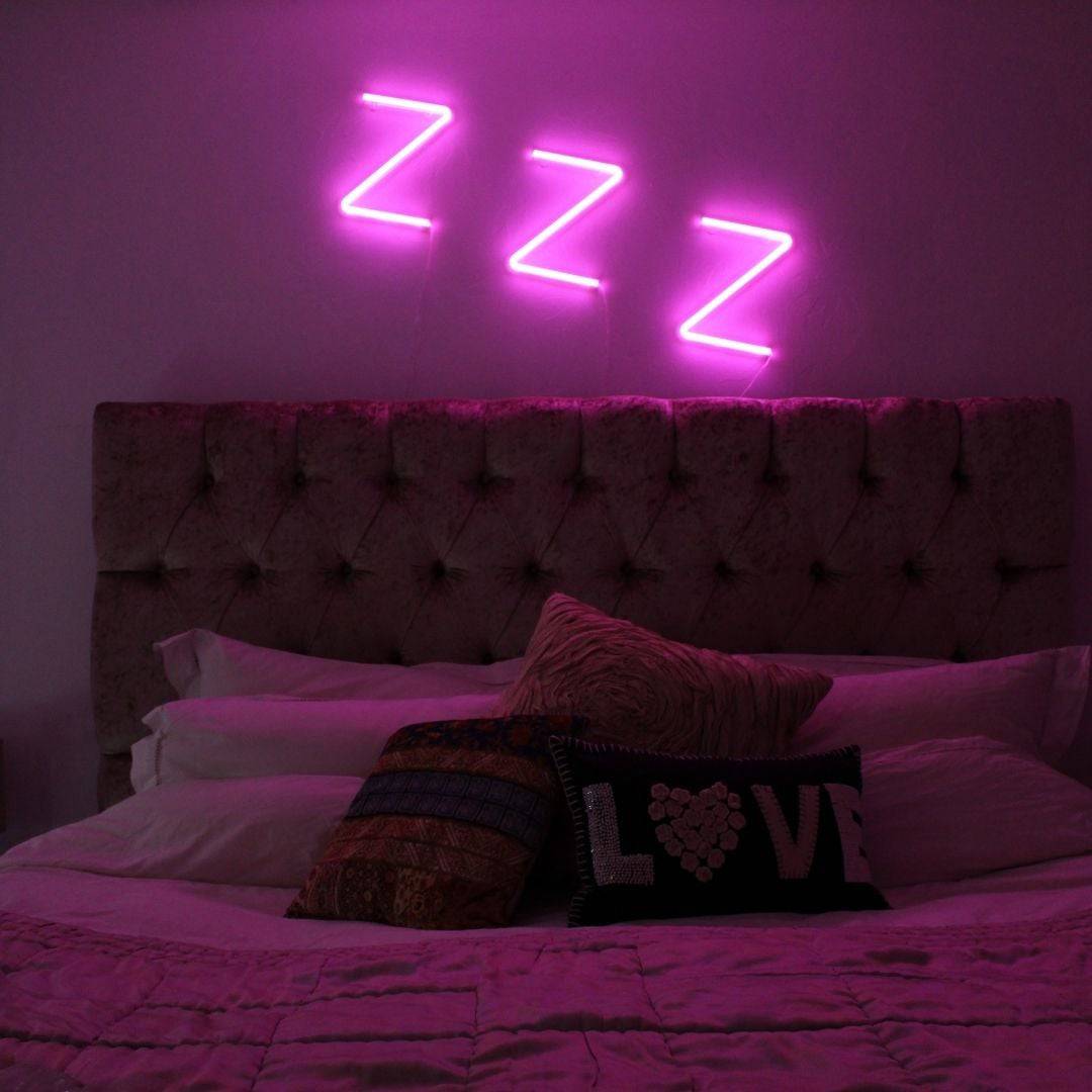 Pink neon letter lights